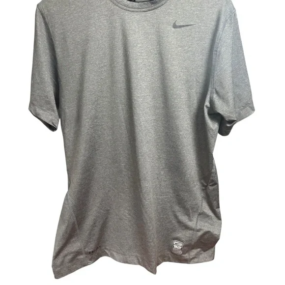 Nike Pro Combat Dri Fit Fitted GreyShort Sleeve Performance Men’s Large Shirt - Picture 3 of 12